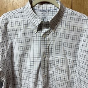 Brooks Brothers Men's XL REGENT XL Non Iron Button Down Plaid Shirt Blue EUC